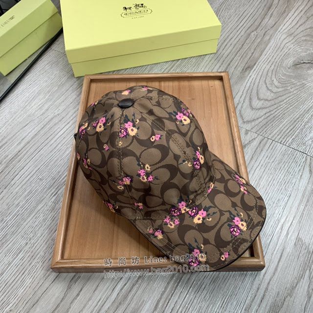 Coach男女同款帽子 蔻馳經典小碎花印花棒球帽鴨舌帽  mm1758